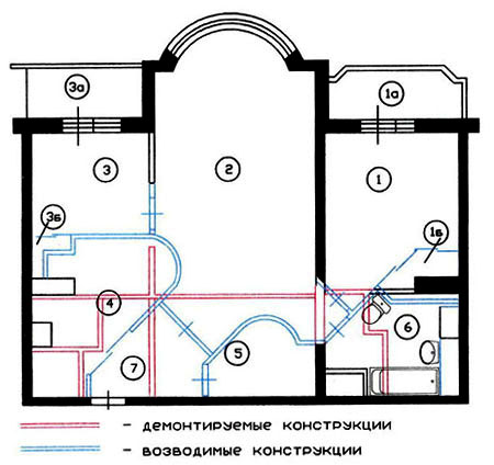 Двухкомнатная квартира после перепланировки (тип дома И-155)