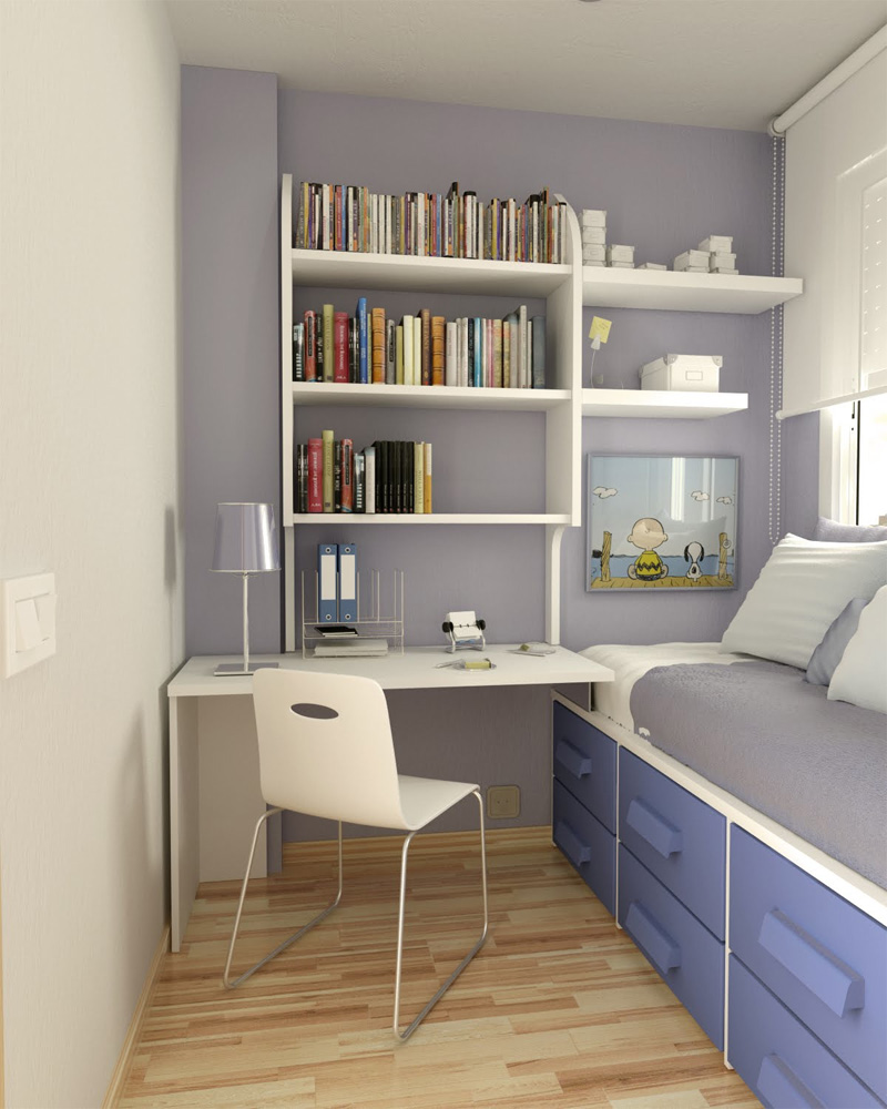 Пример дизайна интерьера маленькой комнаты для подростка