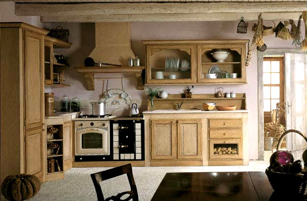 Кухонна плита и вытяжка стилизированные под стиль прованс