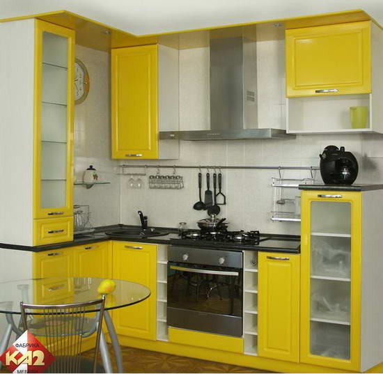 Возможен вариант желтой кухни в стиле модерн