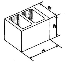 Рис.3. Бетонный блок для фундаментной и подвальной кладки (размеры в см).