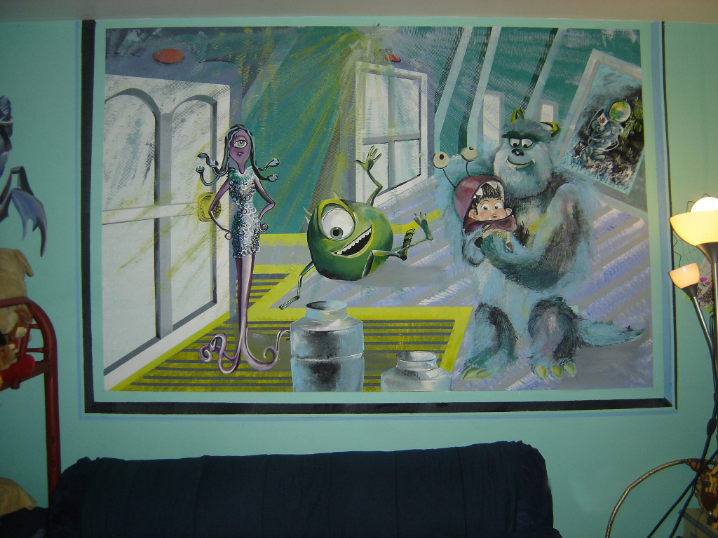 Малюнок своїми руками на стіні на тему відомих персонажів із мультфільмів
