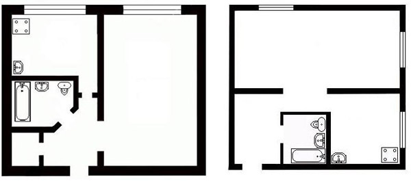 Варіант планування однокімнатної квартири в хрущовці