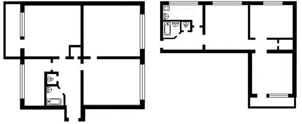 Пример планировки трехкомнатной квартиры в хрущевке
