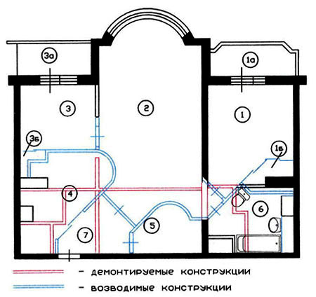 Двокімнатна квартира після перепланування (тип будинку І- 155)