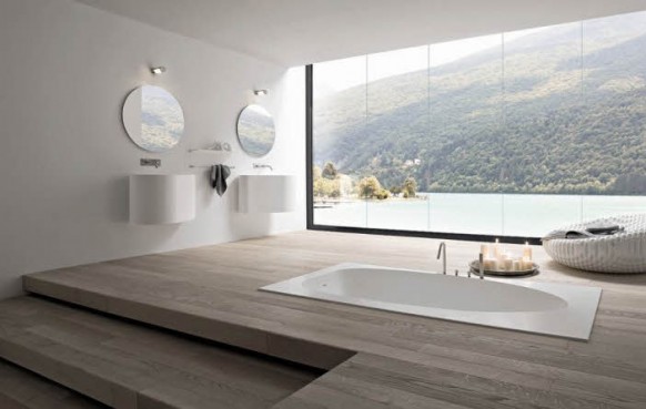 Наявність вільного простору, простота геометричних форм та ліній – характерні риси ванни в стилі модерн