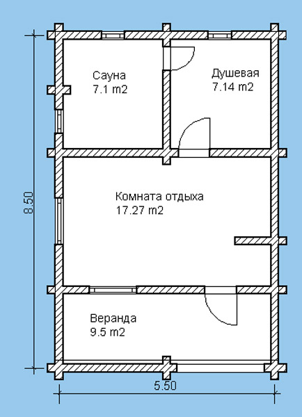 Планування лазні з кімнатою відпочинку